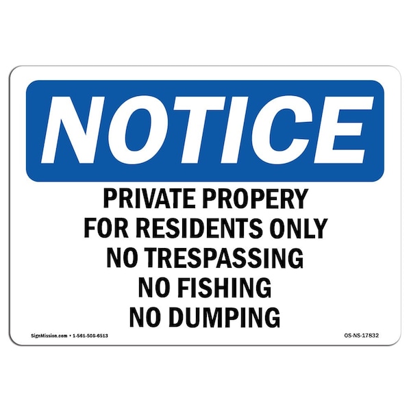 Sign, 3.5" H, 5" W, Private Property For Residents Only No Trespassing Sign, Landscape, 10PK
